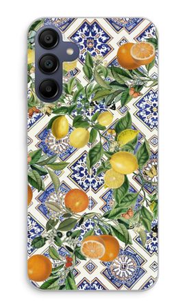 Blue tiles, lemons and oranges