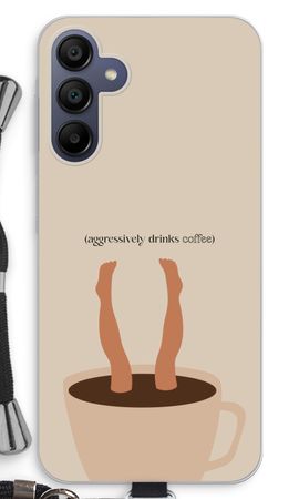 Aggressively drinks coffee