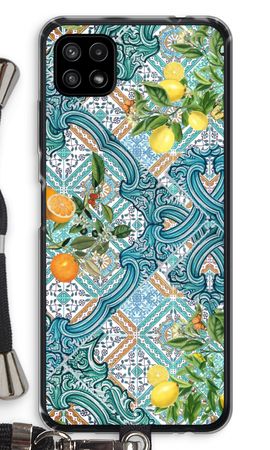 Blue tiles, lemons and oranges