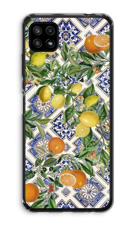 Blue tiles, lemons and oranges