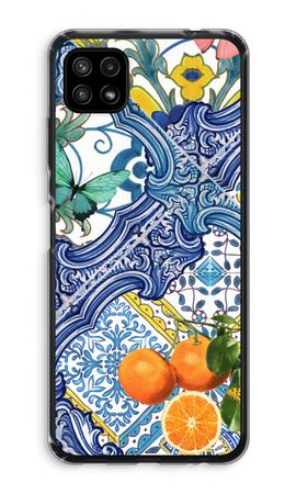 Blue tiles and oranges