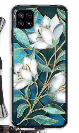 Blue stained glass flowers