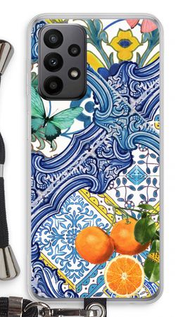 Blue tiles and oranges