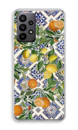 Blue tiles, lemons and oranges