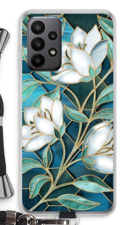 Blue stained glass flowers