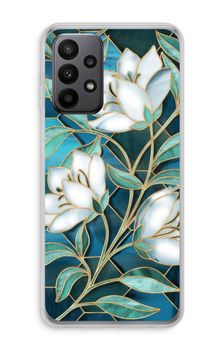 Blue stained glass flowers