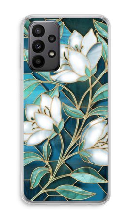 Blue stained glass flowers