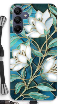 Blue stained glass flowers