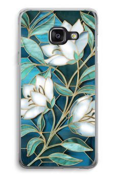 Blue stained glass flowers