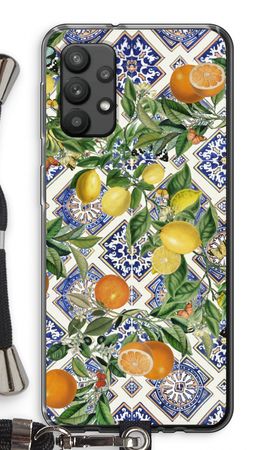 Blue tiles, lemons and oranges