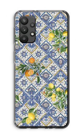 Blue tiles, lemons and oranges - small