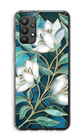 Blue stained glass flowers