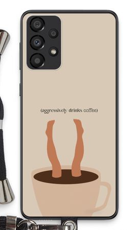 Aggressively drinks coffee