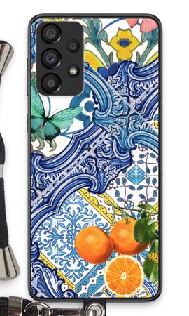 Blue tiles and oranges