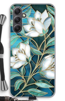 Blue stained glass flowers