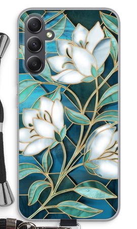 Blue stained glass flowers