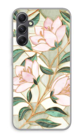 Orange stained glass flower