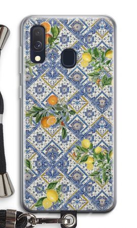 Blaue Fliesen, Zitronen und Orangen - klein