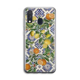 Blue tiles, lemons and oranges