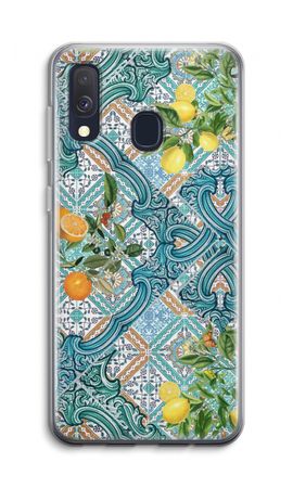 Blaue Fliesen, Zitronen und Orangen