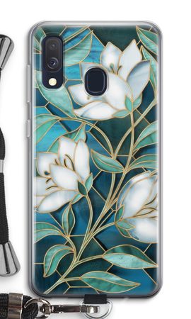 Blue stained glass flowers