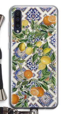 Blue tiles, lemons and oranges