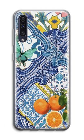 Blue tiles and oranges