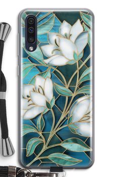 Blue stained glass flowers