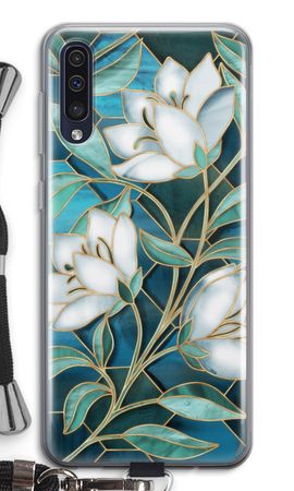 Blue stained glass flowers