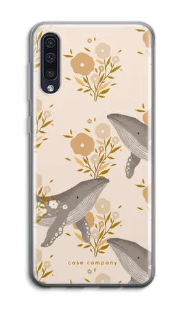 Floral Whales, Samsung Galaxy A50 pehmeä kotelo