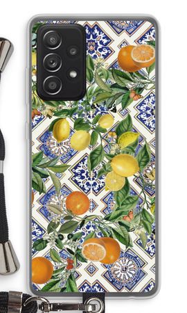 Blue tiles, lemons and oranges