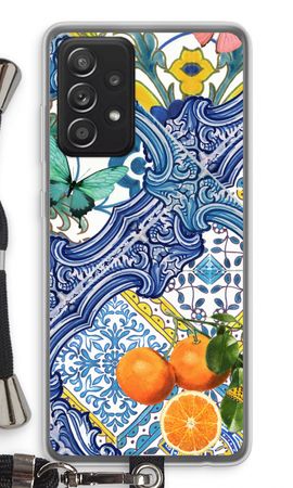 Blue tiles and oranges