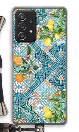 Blue tiles, lemons and oranges