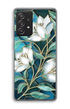 Fleurs en vitrail bleu