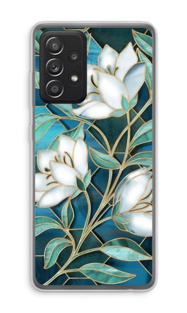 Blue stained glass flowers