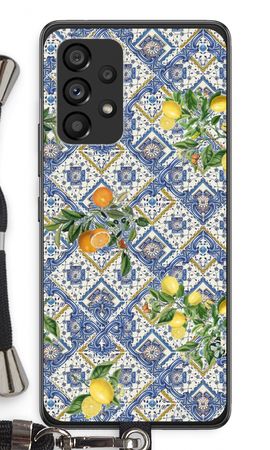 Blue tiles, lemons and oranges - small