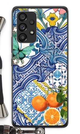 Blue tiles and oranges