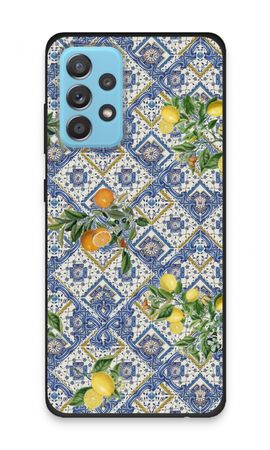 Blue tiles, lemons and oranges - small
