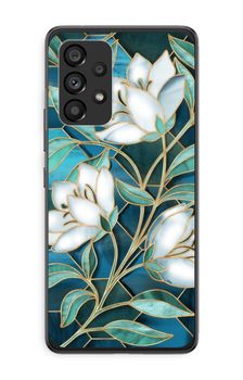 Blue stained glass flowers