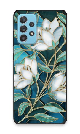 Blue stained glass flowers