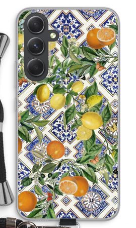 Blue tiles, lemons and oranges