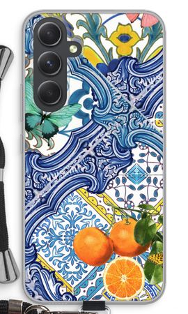 Blue tiles and oranges