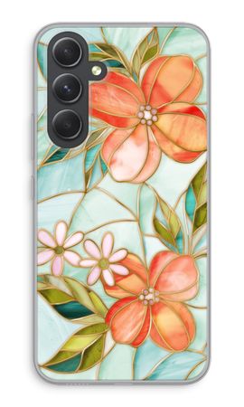 Orange stained glass flower