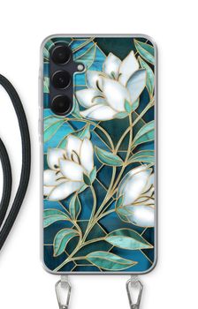 Blue stained glass flowers