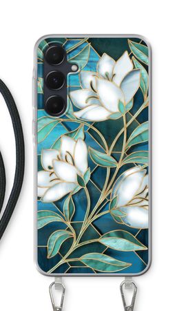 Blue stained glass flowers