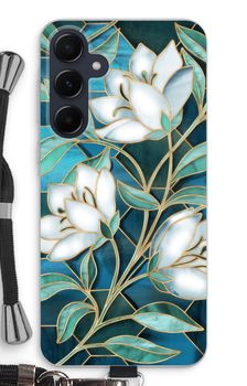 Blue stained glass flowers