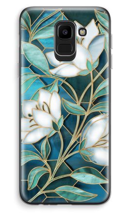 Blue stained glass flowers