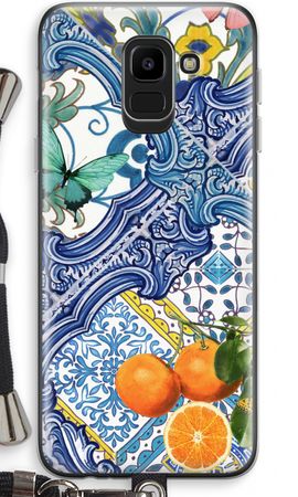 Blue tiles and oranges