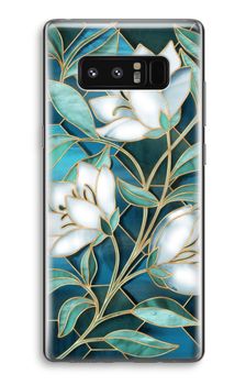 Blue stained glass flowers