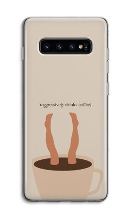 Aggressively drinks coffee